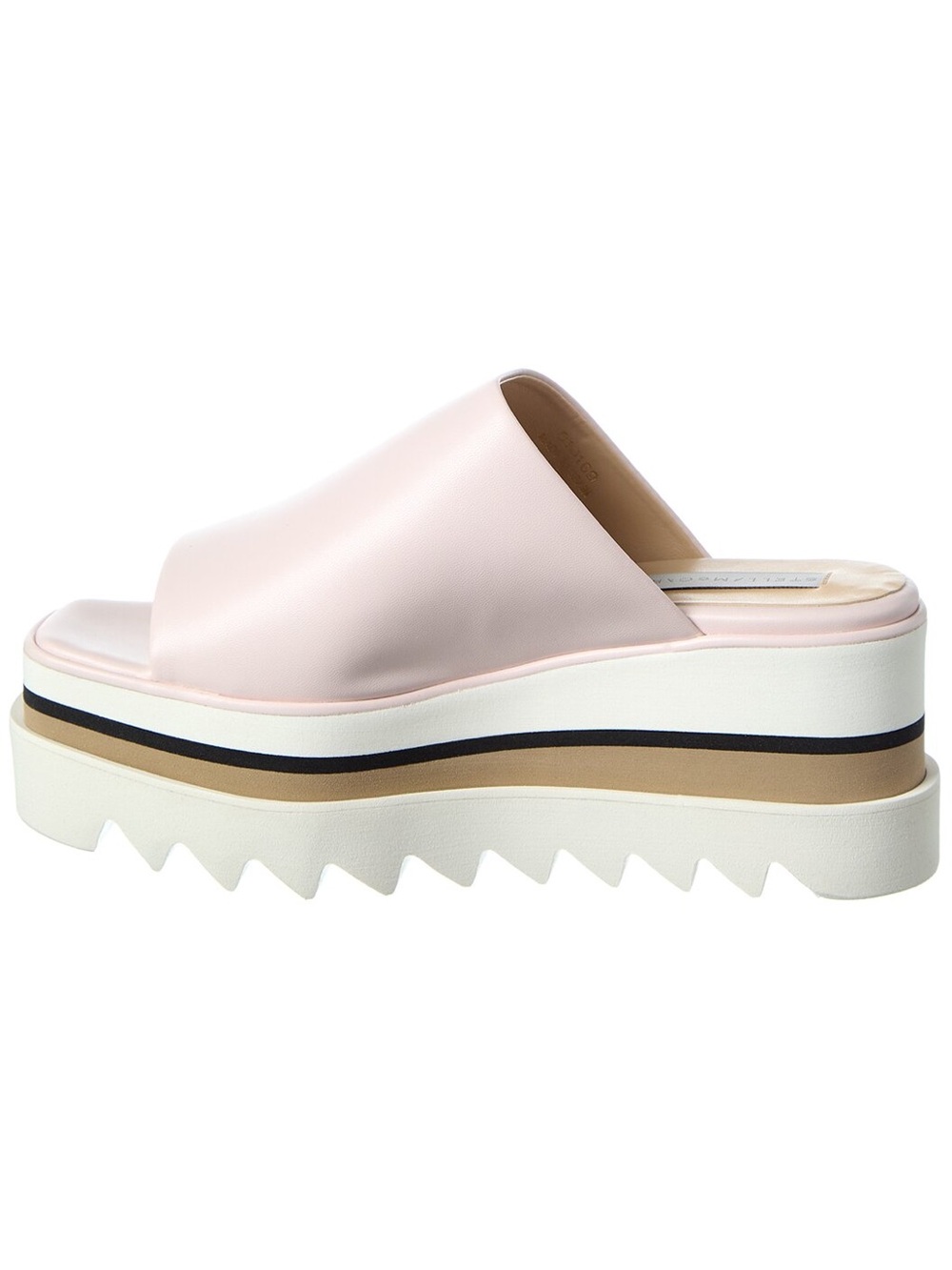 Stella McCartney Logo Wedge Platform Slide Sandal, vegan, pink/tan/blk, 37 (7)